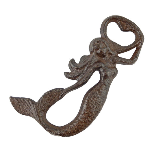 Nautical Cast Iron Mermaid Handheld Beer Soda Bottle Opener Rustic Brown 5.5 in