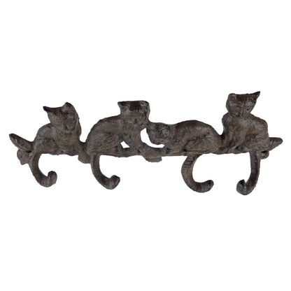 Cast Iron Cat Tails Wall Hook Rack Heavy Duty Key Towel Coat Hanger Rustic Brown