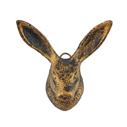 Cast Iron Bunny Rabbit Ears Wall Hook Coat Towel Hanger Rustic Antique Gold