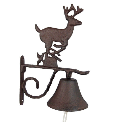 Large Deer Dinner Bell Heavy Duty Cast Iron Antique Brown Finish Cabin Decor