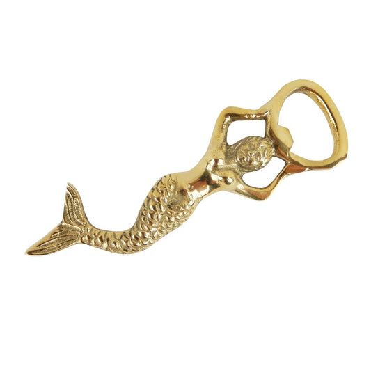 Brass Mermaid Beer Soda Bottle Opener Handheld Nautical Beach House Kitchen Bar