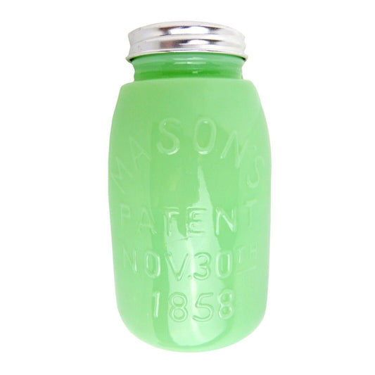 Jadeite Green Depression Style Glass Mason Jar Vintage Style Canister 5.5" Tall