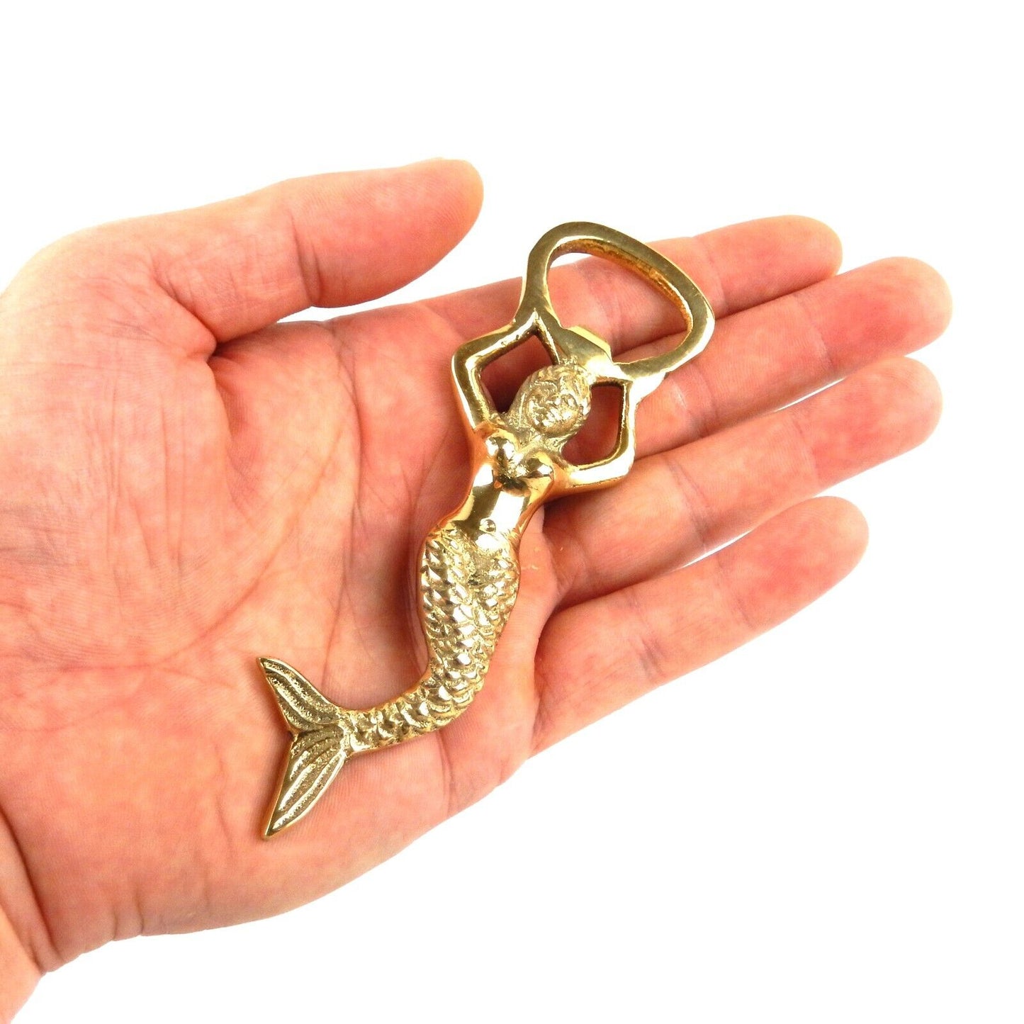 Brass Mermaid Beer Soda Bottle Opener Handheld Nautical Beach House Kitchen Bar