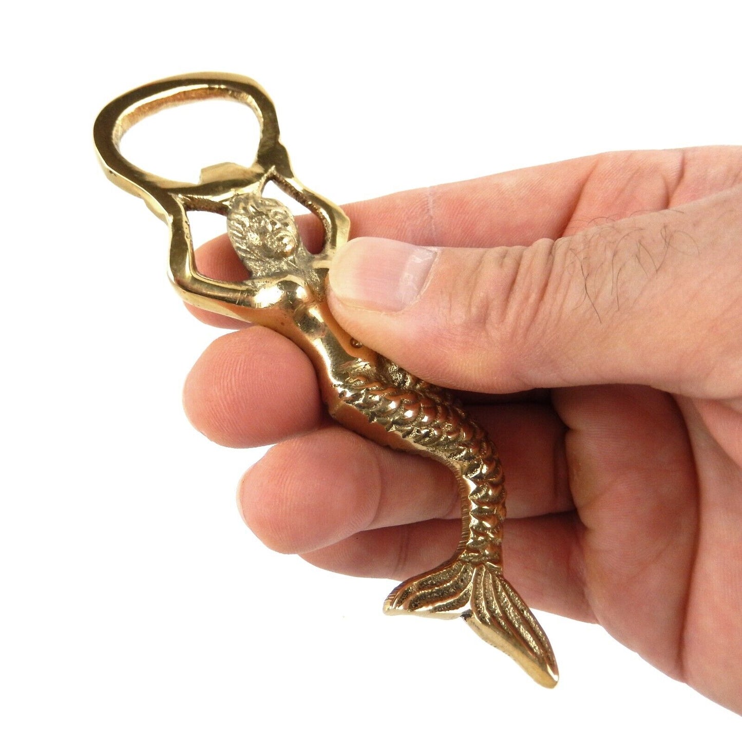 Brass Mermaid Beer Soda Bottle Opener Handheld Nautical Beach House Kitchen Bar