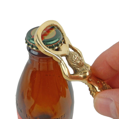 Brass Mermaid Beer Soda Bottle Opener Handheld Nautical Beach House Kitchen Bar