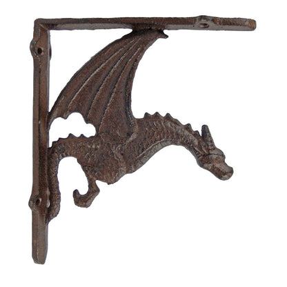 2 Rustic Cast Iron Dragon Shelf Brackets Corner Braces Entryway Door Accent