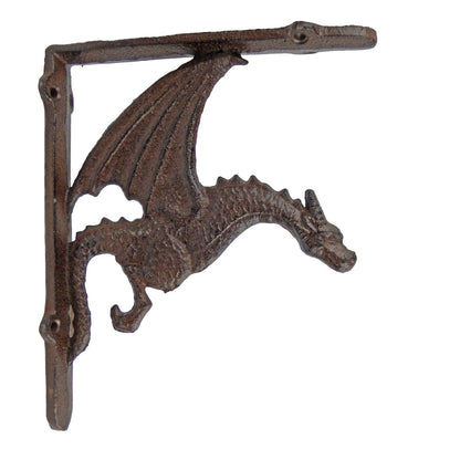 2 Rustic Cast Iron Dragon Shelf Brackets Corner Braces Entryway Door Accent