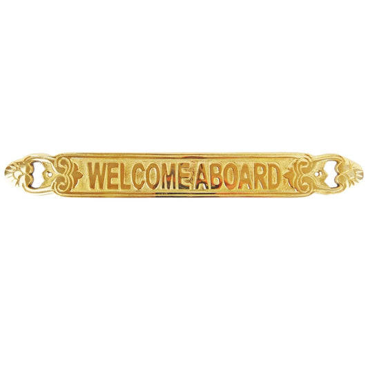 Welcome Aboard Polished Brass Sign Nautical Boat Beach House Decor 11 inch