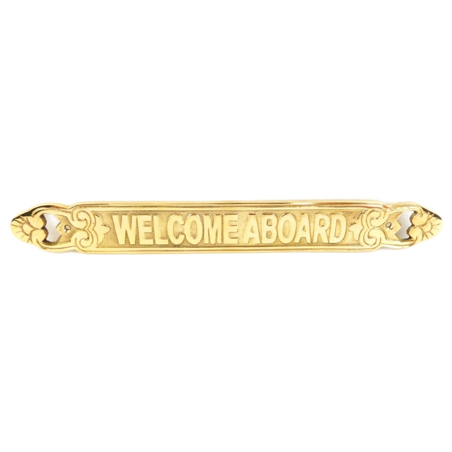 Welcome Aboard Polished Brass Sign Nautical Boat Beach House Decor 11 inch