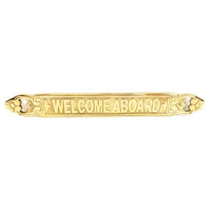 Welcome Aboard Polished Brass Sign Nautical Boat Beach House Decor 11 inch