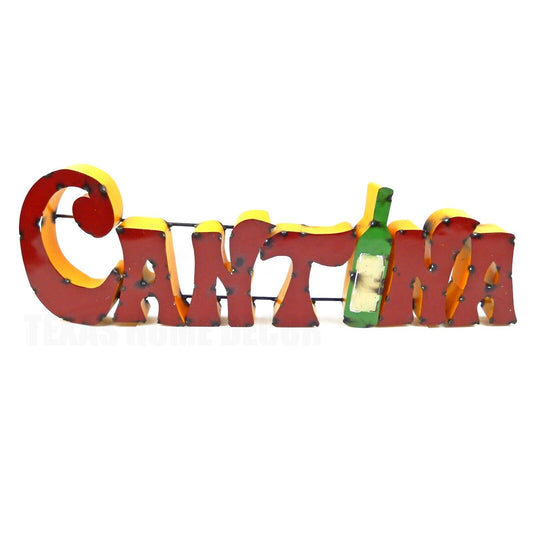 XL Cantina Recycled Metal Sign Colorful Mexican Bar Kitchen Wall Decor 26.5 in