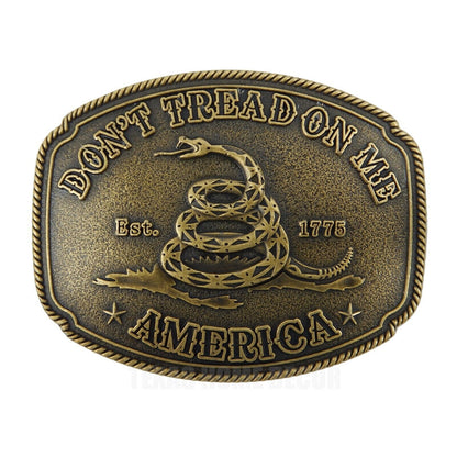 America Don't Tread On Me Gadsden Flag Snake Belt Buckle Antique Bronze Tone