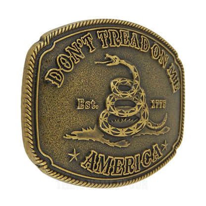 America Don't Tread On Me Gadsden Flag Snake Belt Buckle Antique Bronze Tone