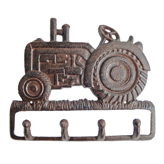 Brown Cast Iron Tractor Wall Hook Rack Key Towel Coat Hanger Rustic Farm Decor