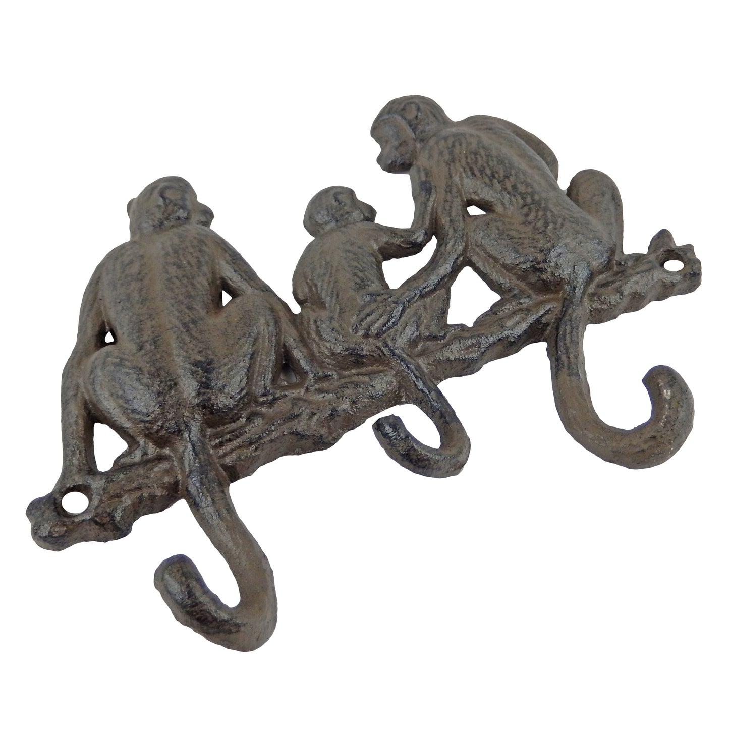 Cast Iron Monkey Family Wall Hook Rack Key Towel Coat Hanger Safari Home Decor