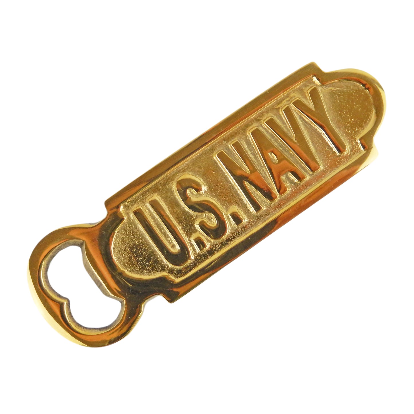 U.S. Navy Sailor Military Beer Bottle Opener Hand Held Polished Brass Finish