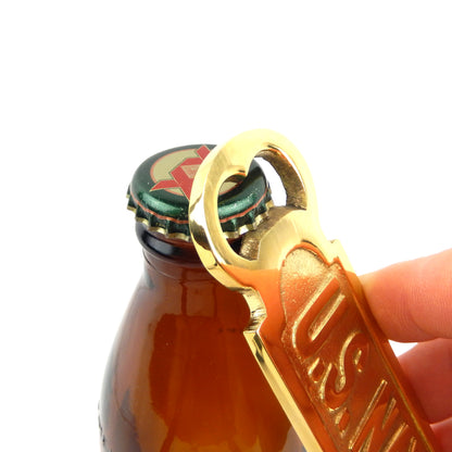 U.S. Navy Sailor Military Beer Bottle Opener Hand Held Polished Brass Finish