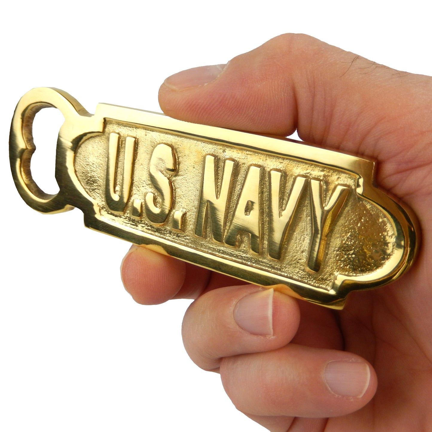 U.S. Navy Sailor Military Beer Bottle Opener Hand Held Polished Brass Finish