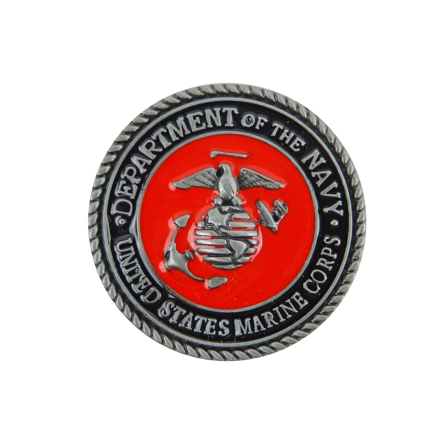 Metal Military Marines Logo Refrigerator Magnet Decor Red Enamel Inlay 1.5 in