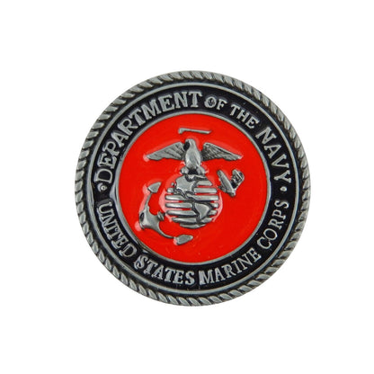 Metal Military Marines Logo Refrigerator Magnet Decor Red Enamel Inlay 1.5 in