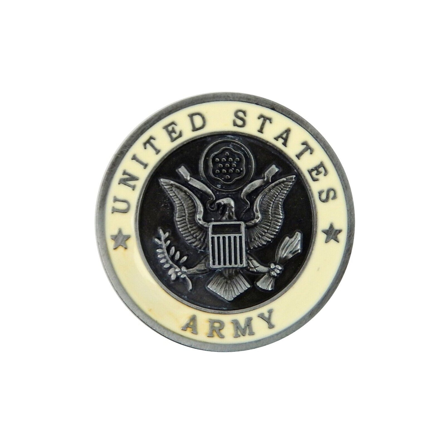 Metal Military U.S. Army Refrigerator Magnet Decor Baige Enamel Inlay 1.5 in