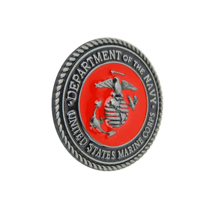 Metal Military Marines Logo Refrigerator Magnet Decor Red Enamel Inlay 1.5 in