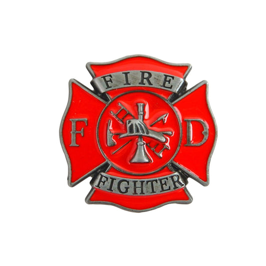 Metal Firefighter Fireman Emblem Refrigerator Magnet Decor Red Enamel 1.5 inch