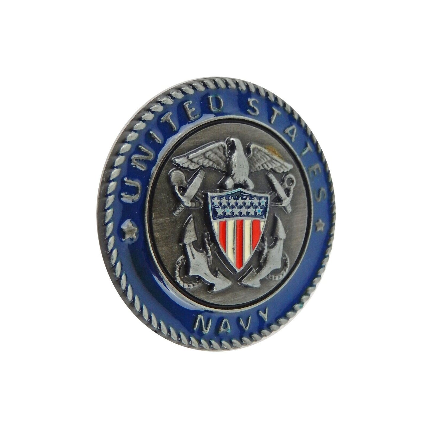 Metal Military U.S. Navy Seal Refrigerator Magnet Decor Blue Enamel Inlay 1.5 in