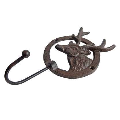 Cast Iron Deer Head Wall Hook Key Towel Coat Hanger Cabin Decor Rustic Brown