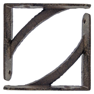 2 Small Simple Cast Iron Shelf Brackets Rustic Antique Style Corner Braces 3.75"