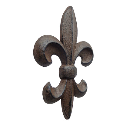 Cast Iron Fleur De Lis Wall Decor Plaque Rustic Victorian Antique Style 8 3/4 in