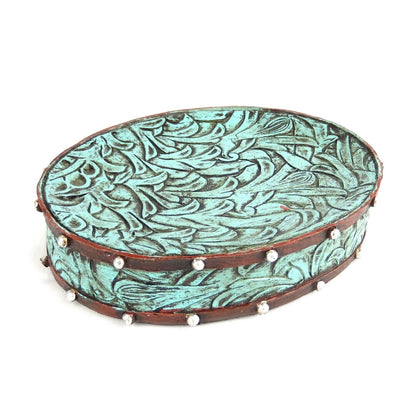 Turquoise Floral Studs Bathroom Accessory Set 5 Pieces Rustic Western Decor