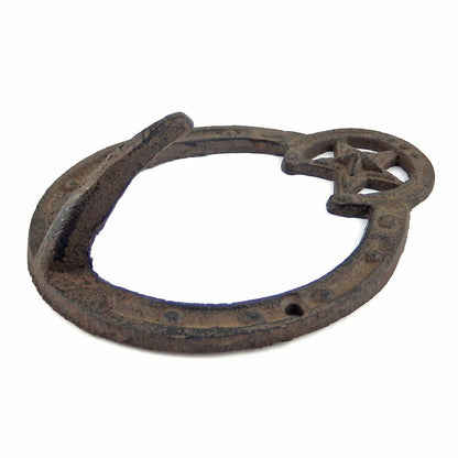 Cast Iron Lucky Horseshoe Star Wall Hook Rustic Western Coat Towel Key Hanger
