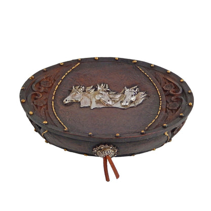 Horses Floral Concho Bathroom Accessory Set 5 Pieces Rustic Western Decor Brown