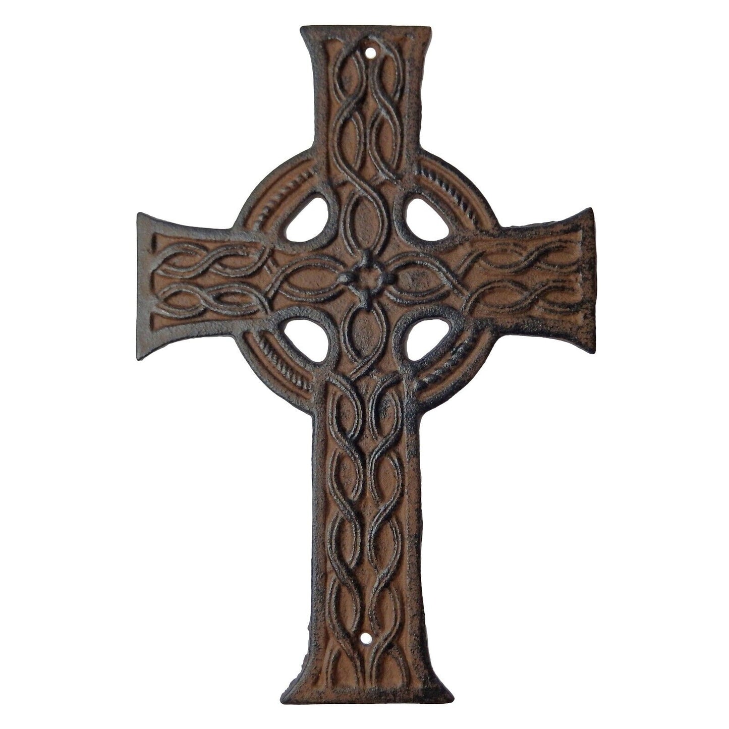 Cast Iron Celtic Knot Cross Wall Decor Rustic Antique Style Brown 10 inch
