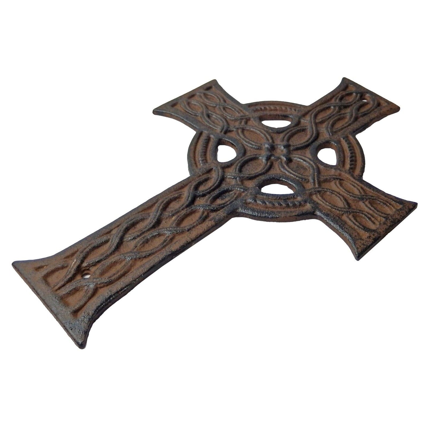 Cast Iron Celtic Knot Cross Wall Decor Rustic Antique Style Brown 10 inch