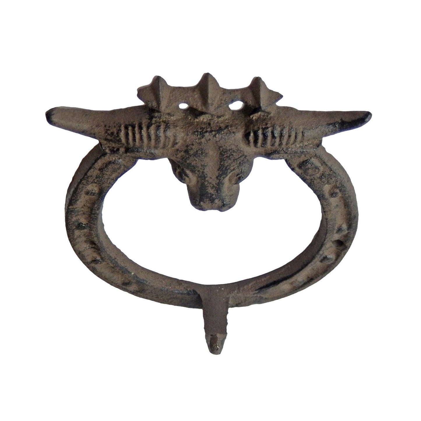 Cast Iron Lucky Horseshoe Wall Hook Longhorn Stars Western Key Towel Coat Hanger