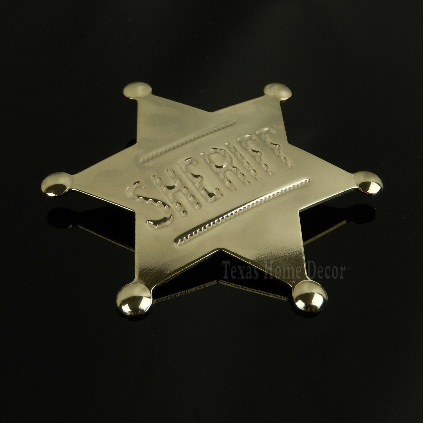 Sheriff Star Badge Wild West Gold Color Polished Shiny Finish Made in USA