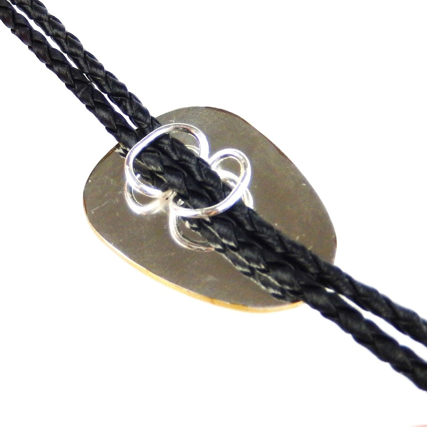 Longhorn Bolo Tie German Silver Gold Tone Adjustable 36 inch Cord Made in USA