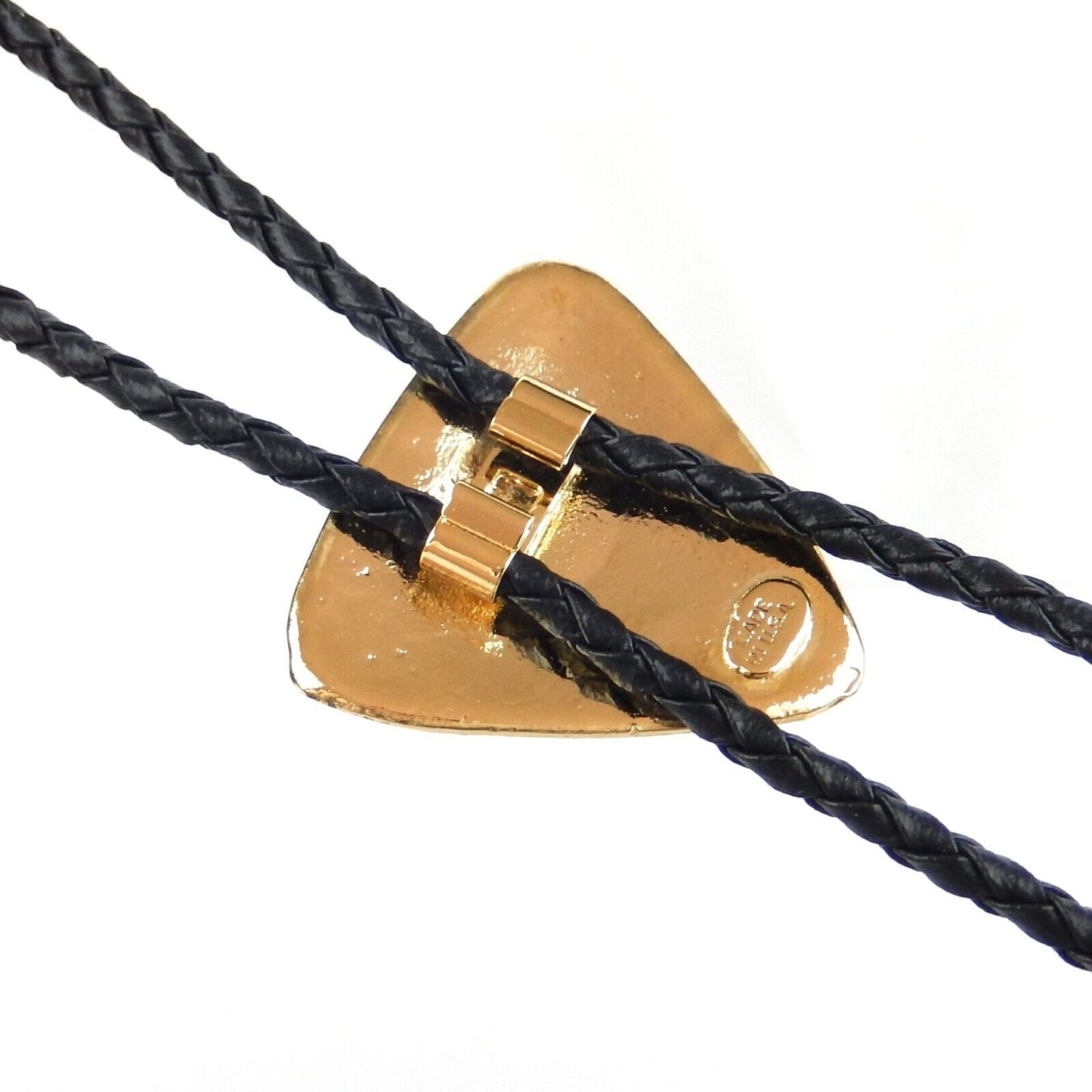 Triangular Real Gold Plated Bolo Tie 36 inch Adjustable Braided Cord Made In USA