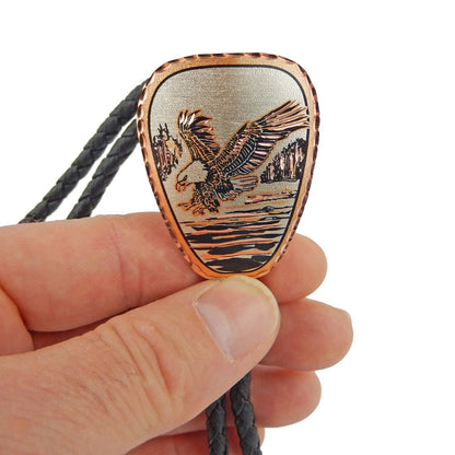 Hunting American Eagle Copper Bolo Tie 40 inch Black Cord Made in USA