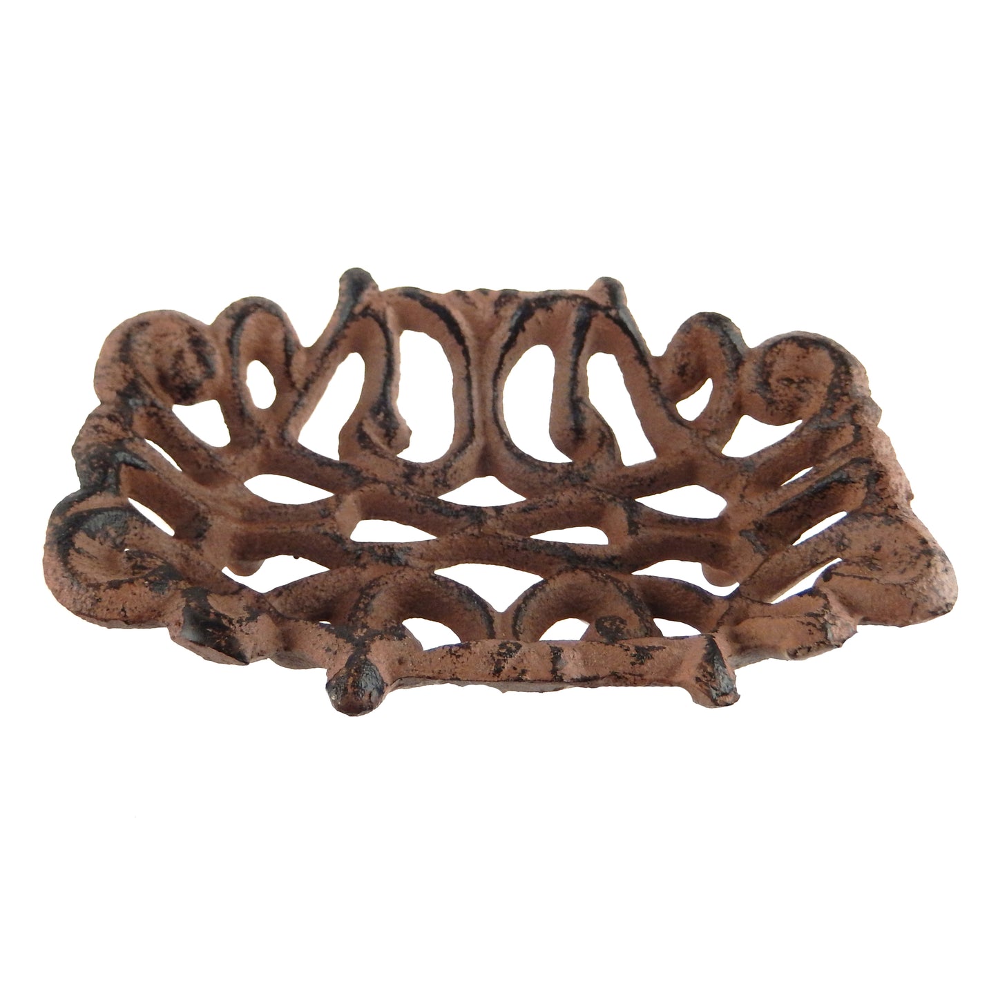 Cast Iron Soap Dish Key Holder Coin Tray Filigree Rustic Scrolls Antique Style