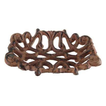 Cast Iron Soap Dish Key Holder Coin Tray Filigree Rustic Scrolls Antique Style