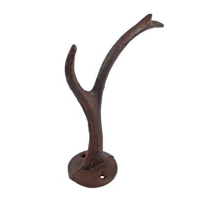 Rustic Cast Iron Antler Buck Hat Wall Hook Coat Towel Purse Hanger Cabin Decor