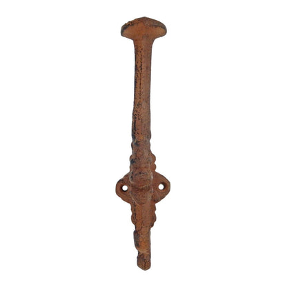 Cast Iron Metal Victorian Triple Wall Hook Key Hat Towel Coat Hanger Rust Brown