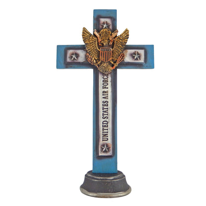 United States Air Force Pedestal Standing Cross Military Stars Eagle 12.5 inch Tall