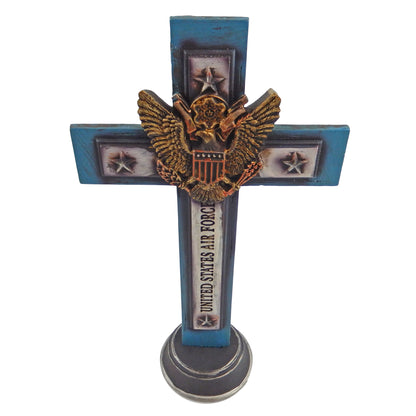 United States Air Force Pedestal Standing Cross Military Stars Eagle 12.5 inch Tall