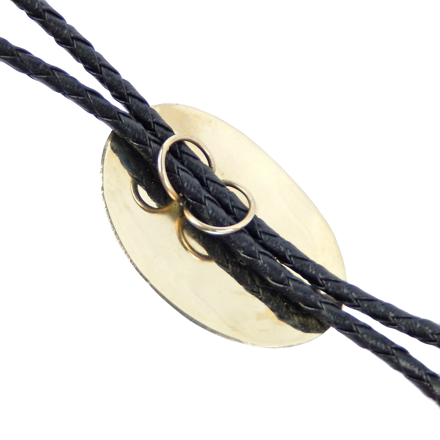 German Silver Oval Turquoise Bolo Tie Adjustable 36 inch Black Cord Made in USA