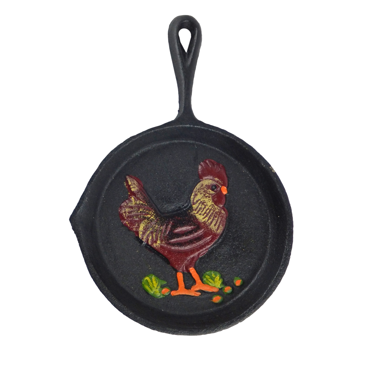 Rooster Cast Iron Skillet Pan Wall Decor Decorative Country Antique Style 5 inch