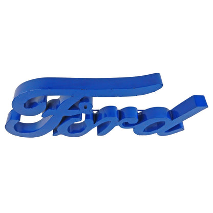 Large Recycled Metal Cursive Blue Ford Logo Garage Wall Decor Sign 22 in
